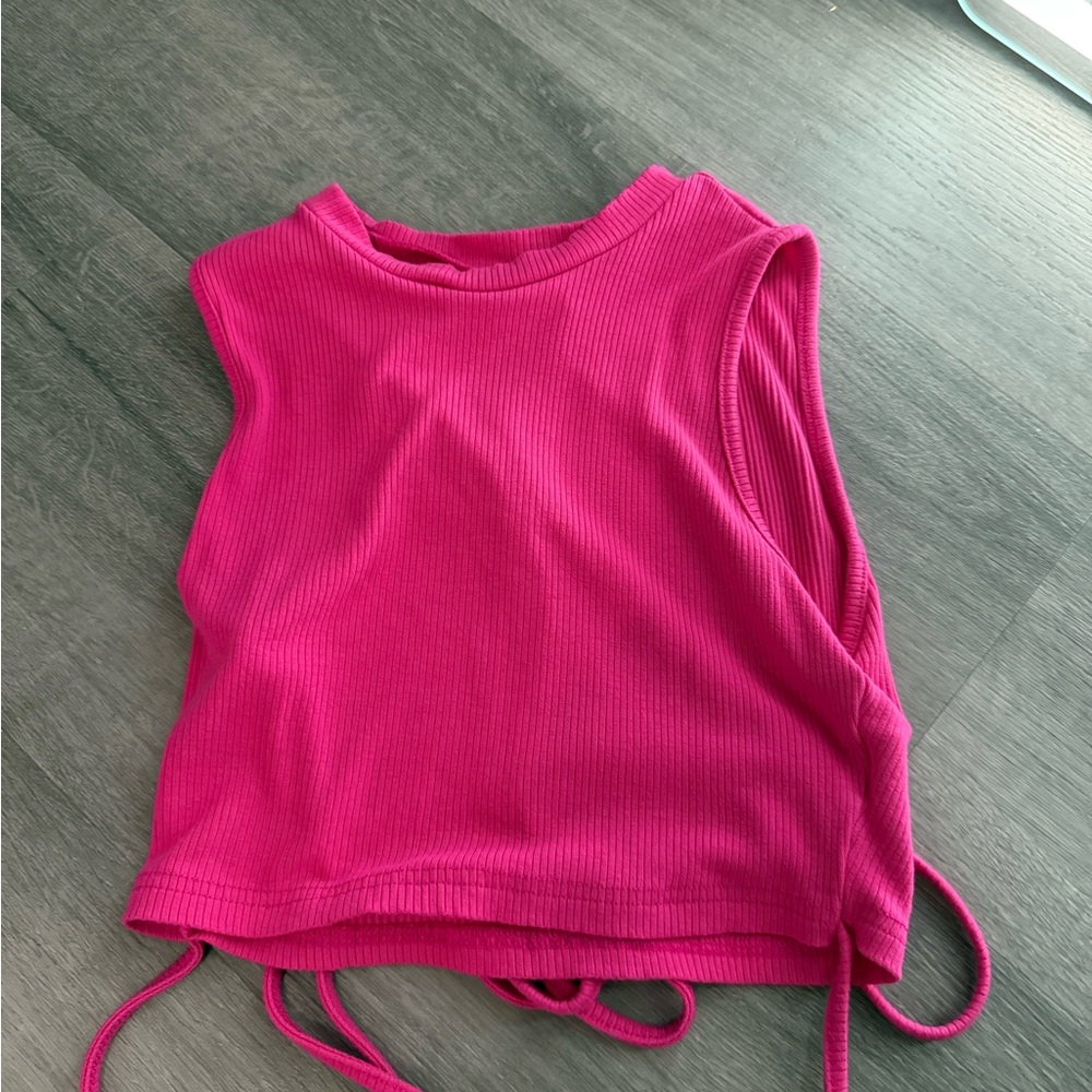 Hot Pink Ribbed Crop Top